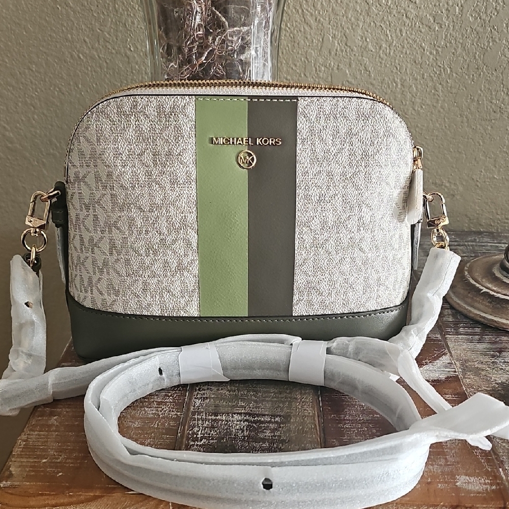 Michael Kors Olive and Cream Crossbody Bag
